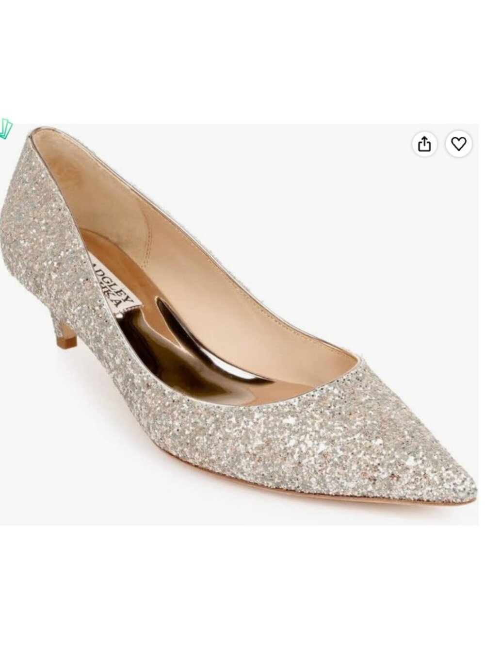 Badgley Mischka Glitter Sparkly Madison Kitten Heels Champagne 7.5